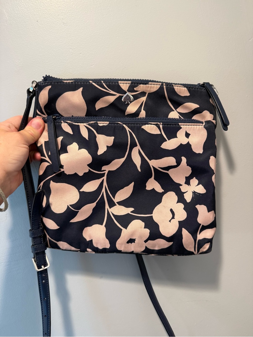 kate spade Navy and Blush Floral Crossbody Bag